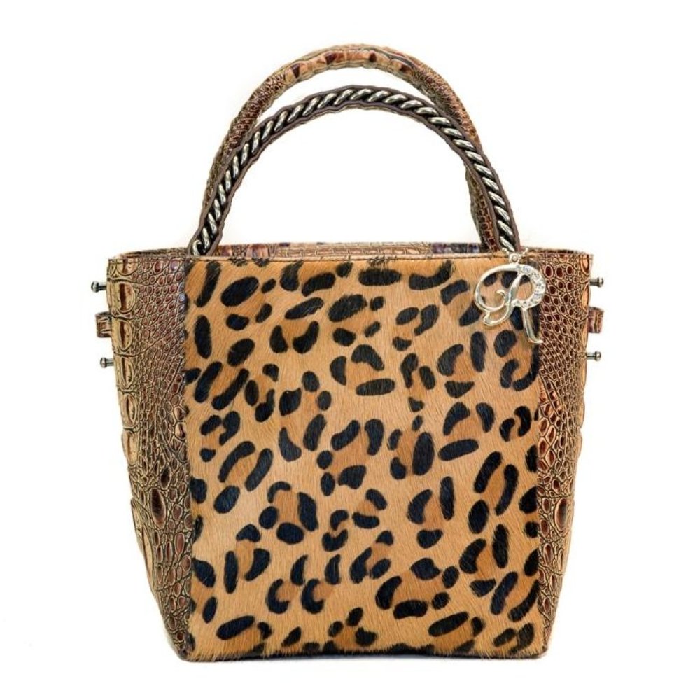 Raviani Leopard Hair-On Leather Handbag